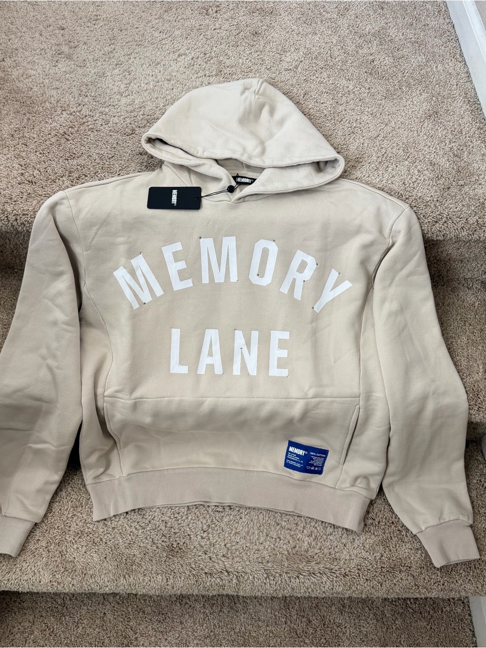 Memory Lane Men's Hooded Sweatshirt in Beige